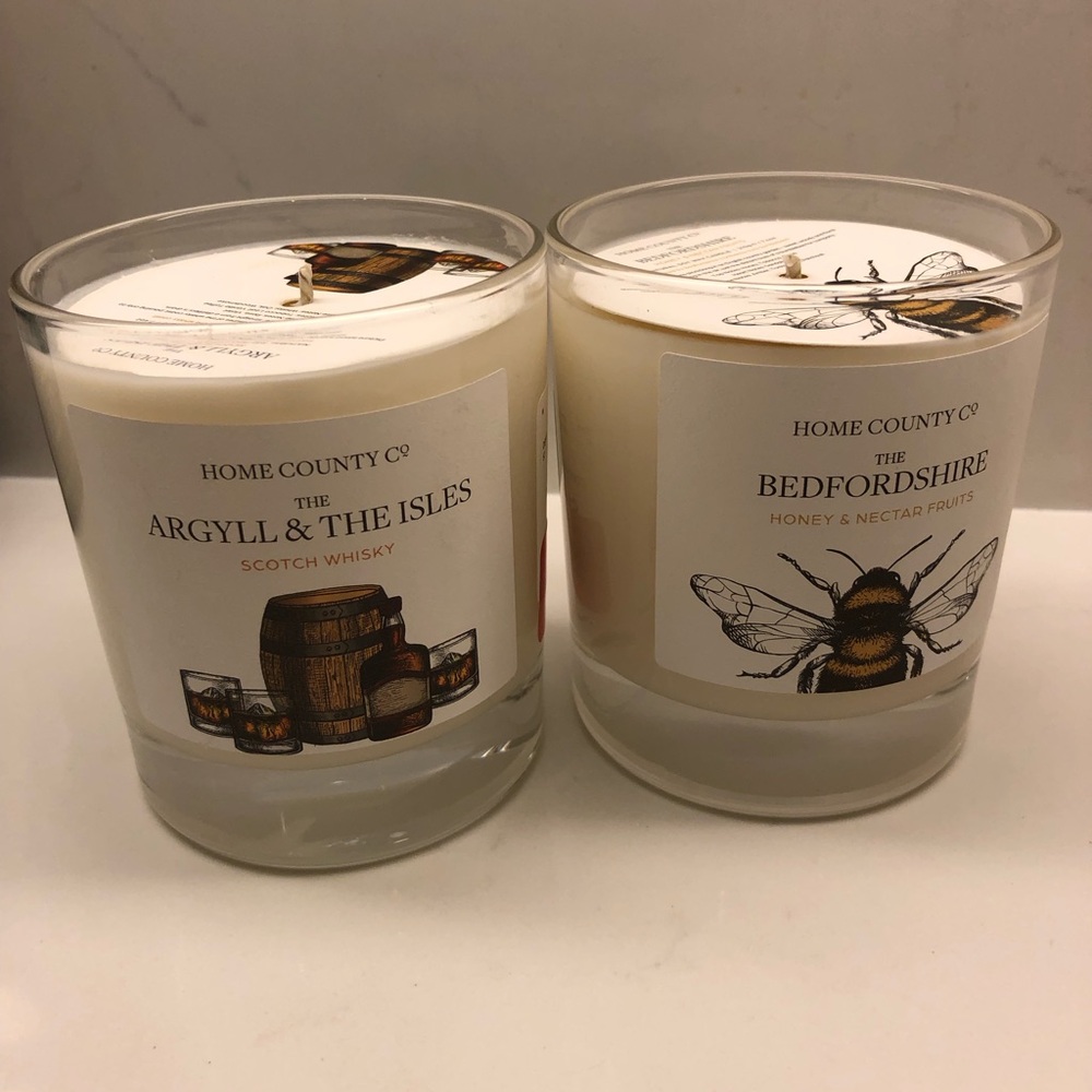 The country Antrim - Irish whiskey and Bedfordshire candles pair  new